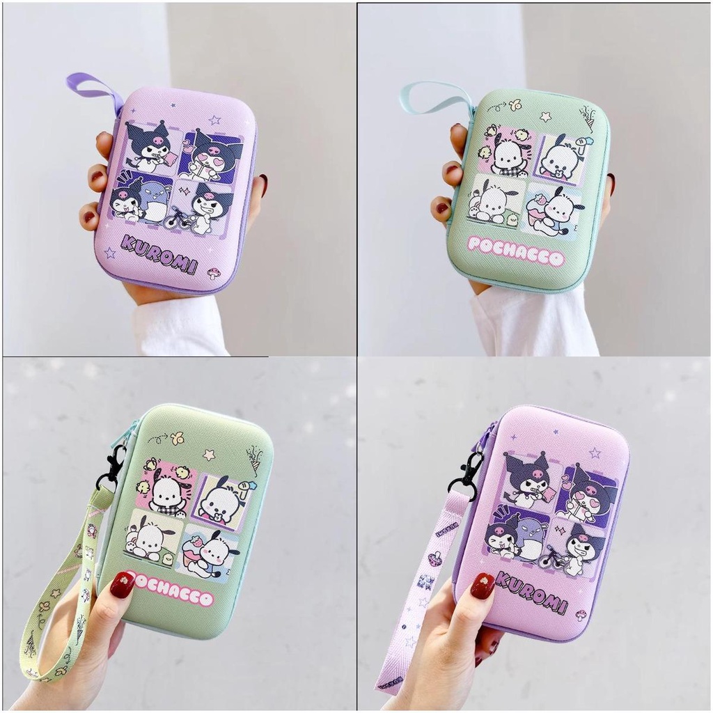 Cartoon Pochacco Kuromi Portable Power Bank Storage Bag USB Charger Cables  Waterproof Pouch Large Gadgets Storage Case