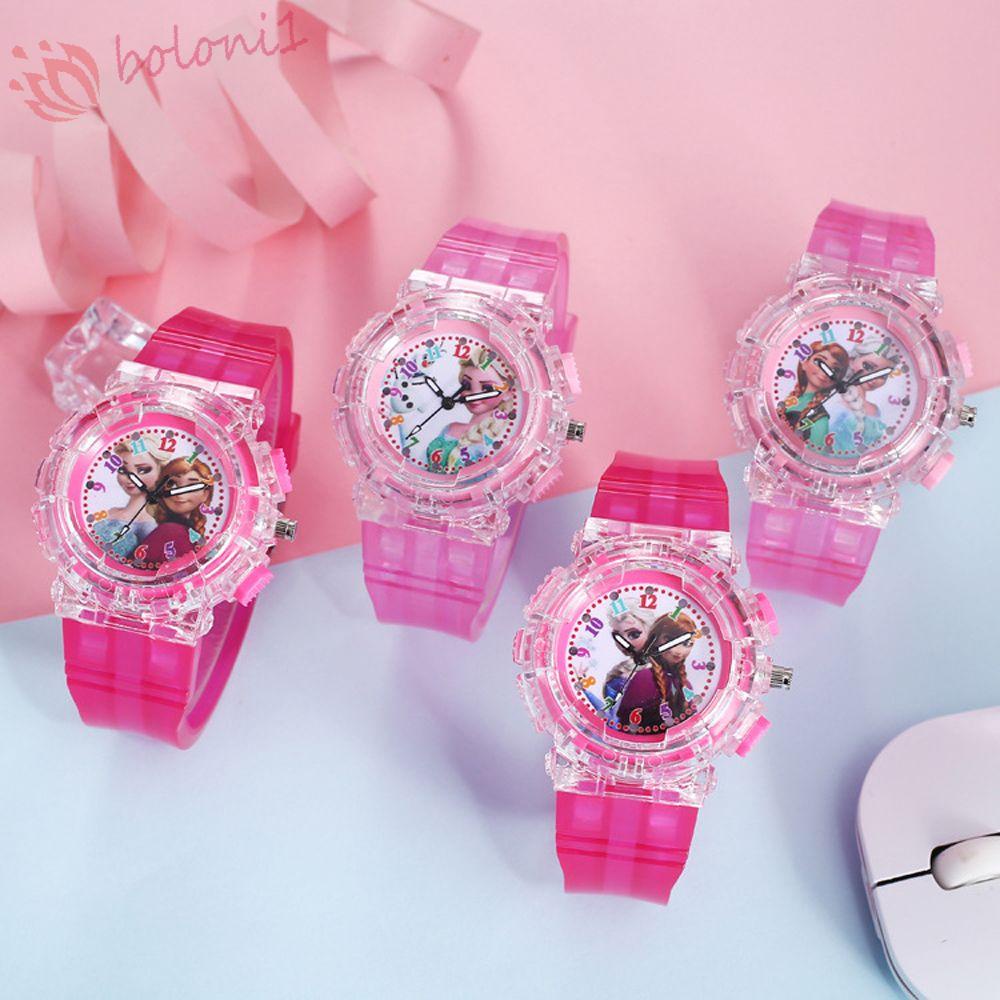 READY STOCK] Children's Watch Elsa Flash Lights Toy Gift Student