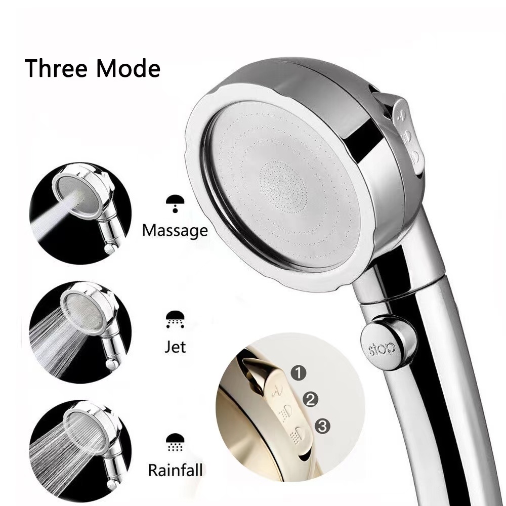 300% High Pressure With On Off Pause Switch Showerhead Handheld Shower 