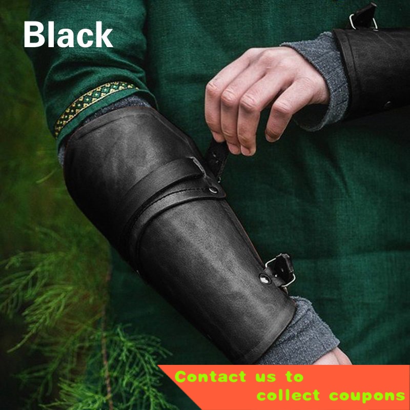 🧸 1 Pair Cosplay Props Faux Leather Wide Bracer Lace Up Arm Armor Cuff