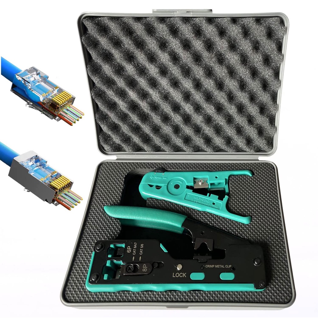 Kit Crimpatrice Pass-through ZoeRax Per Connettori RJ45 Cat6, Cat6A, Cat5, Cat5e, Modello 6088K - Foto 2
