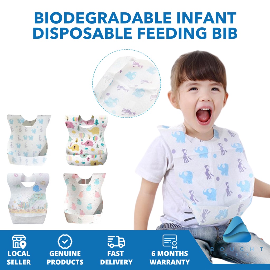 Biodegradable Baby Bibs - Disposable, Waterproof, Soft Cotton Feeding ...