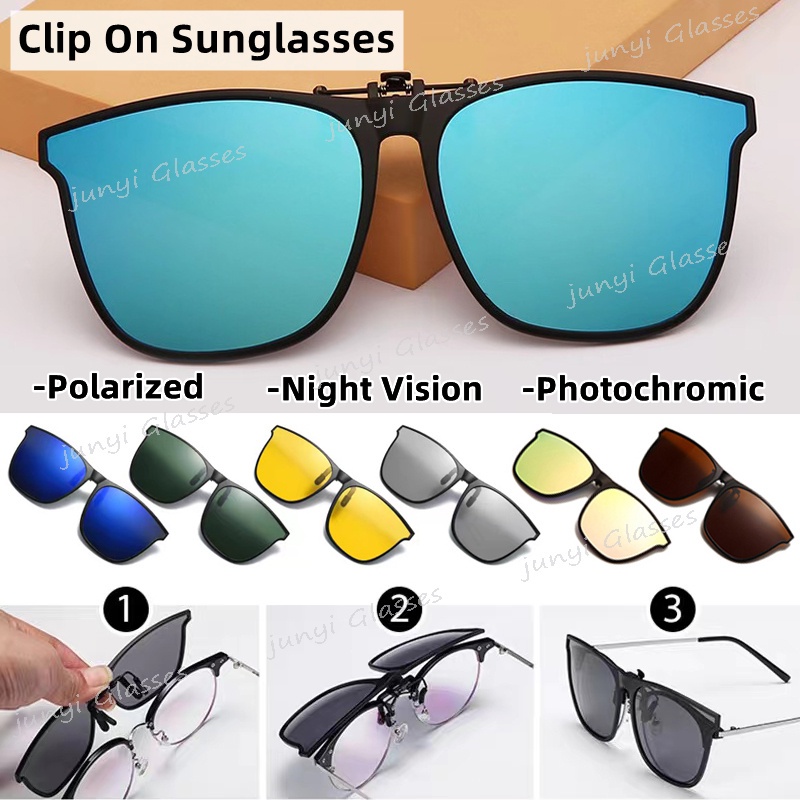 Polarized Clip On Sunglasses Women Men Photochromic Ultra light