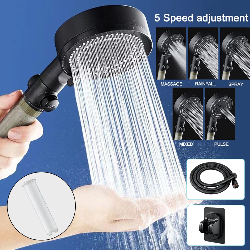 High Pressure Shower Head 5 Modes Adjustable Showerhead With Filter ...