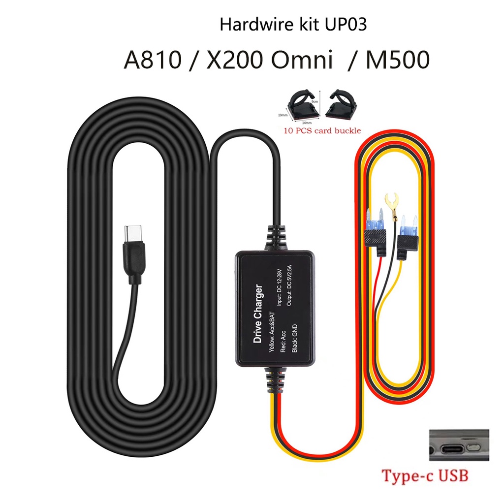 For 70mai Hardwire Kit A810 UP03 Only Type-c Port For 70mai X200 Omni ...