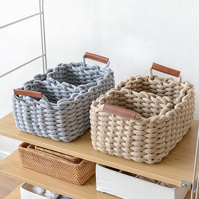 Desktop Organizer Basket Home Storage Basket Cotton Rope Nesting Basket Fruits Container Home