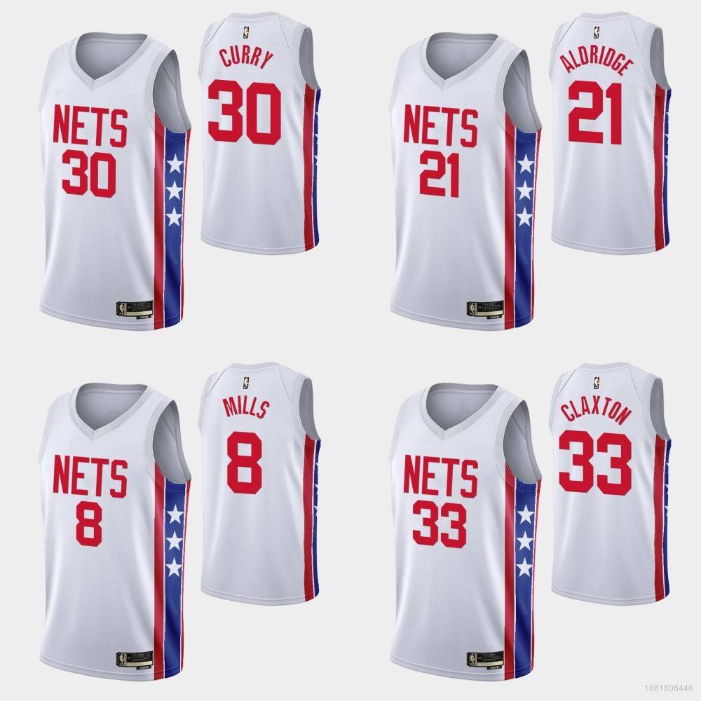 22/23 NBA Jersey Nets Claxton Aldridge Mills Curry Jersey White