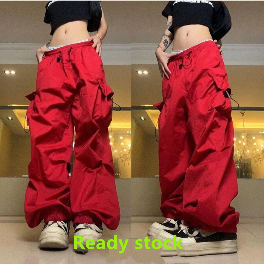 New Y2K Women Streetwear Techwear Cargo Korean Harajuku Parachute Track  Pants