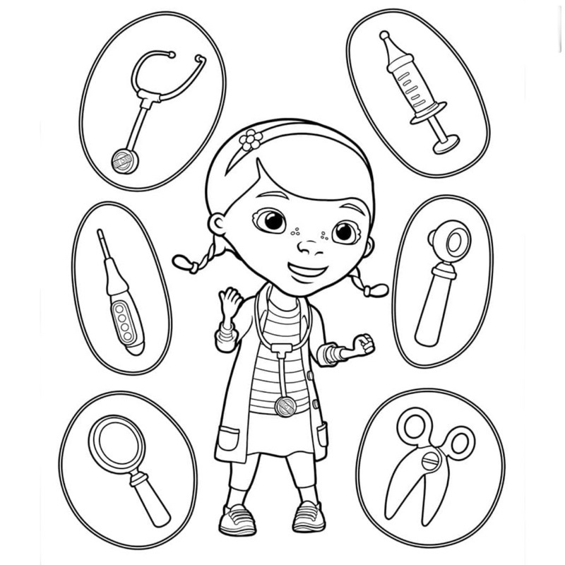Doctor - Set of 10 A4 A5 Coloring Pages for Wax, Pencil Coloring ...
