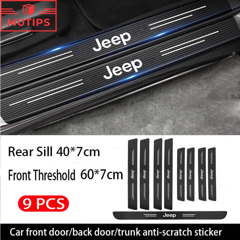 Jeep 9Pcs Car Door Stickers Carbon Fiber Sill Protection Auto Scratch