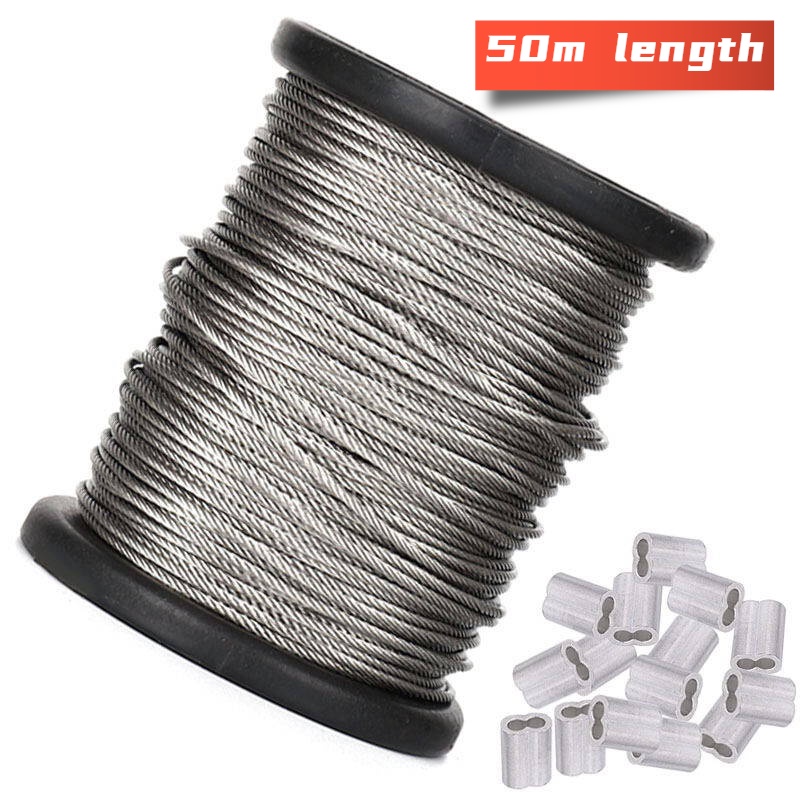 HOT 50m1.5mm7*7 structure soft 304 stainless steel wire rope rust and