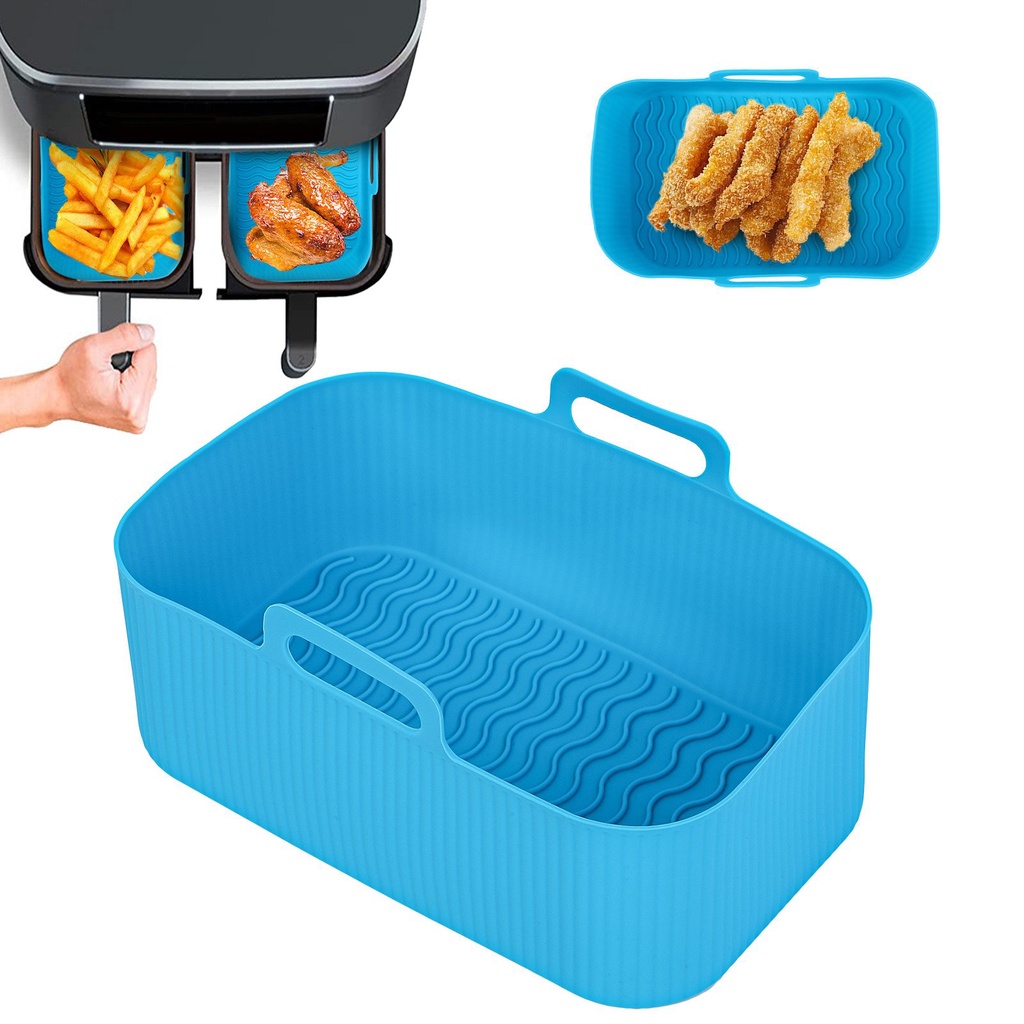 2PCS Air Fryer Silicone Tray Rectangle Oven Baking Tray Basket Liner Insert  Dish