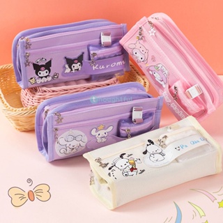 Sanrio Large Capacity Pencil Case Kawaii Cinnamoroll Melody Kulomi Cosmetic Bags School Pencils Bag Pen Case Supplies Stationery, A1