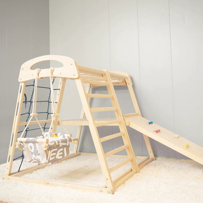 Children's Solid Wood Toy Kid Climbing Frame Indoor Swing Rock Climbing