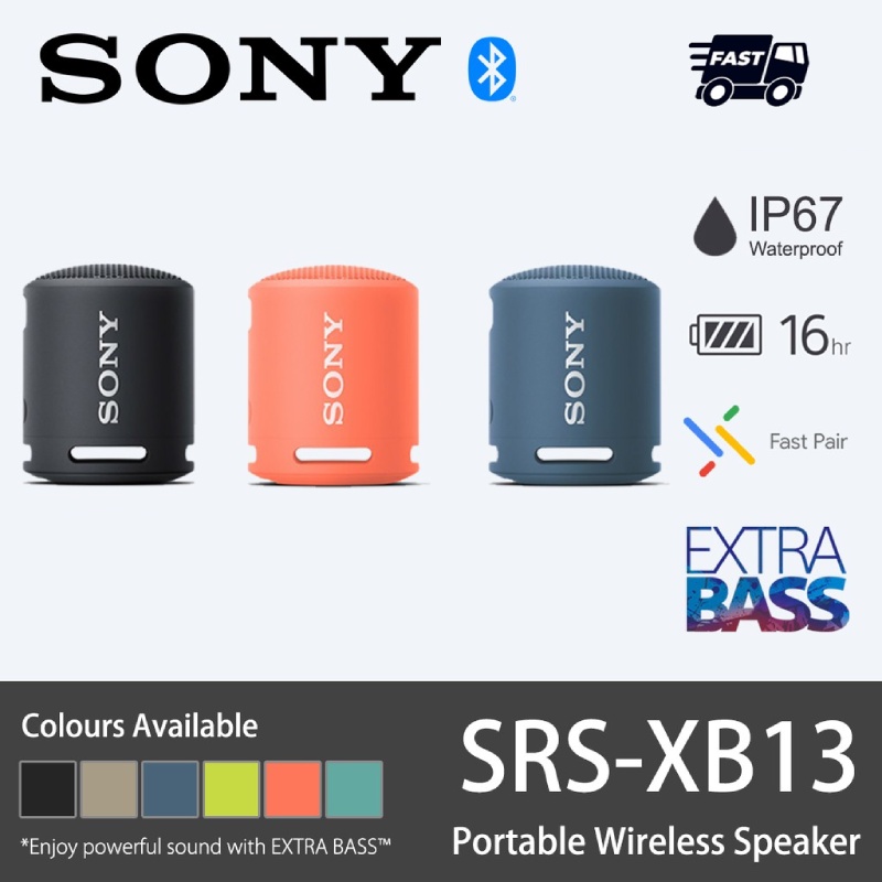 Open Box Sony SRS-XB13 EXTRA BASS Wireless Bluetooth Portable Lightweight  Compact Travel Speaker, IP67 Waterproof & Durable for Outdoor, 16 Hour  Battery, USB Type-C, Removable Strap, Light Blue 