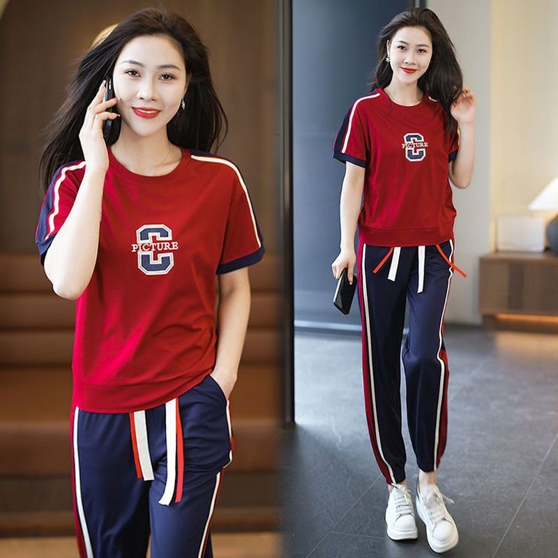 Sports Pants Women Suit 2023 New Korean Loose Fashion Sweatshirt Casual Wear Two-piece Set