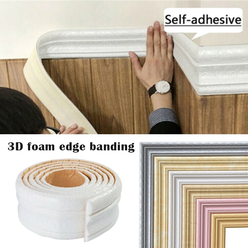 3d Self Adhesive Foam Baseboard Wall Sticker Embossed Waistline Floor