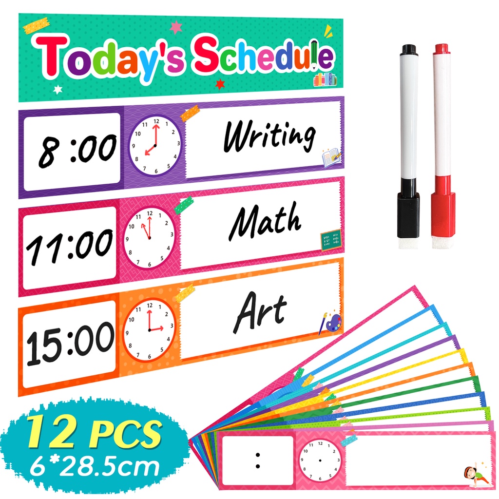 12 Pcs Daily Routines Schedule Cards Schedule Pocket Chart Add Ons Diy Visual Schedule For