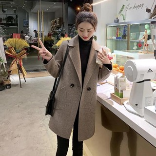 Winter Clothes Women Belted Slim Woolen Coat Autumn Korean Woolen