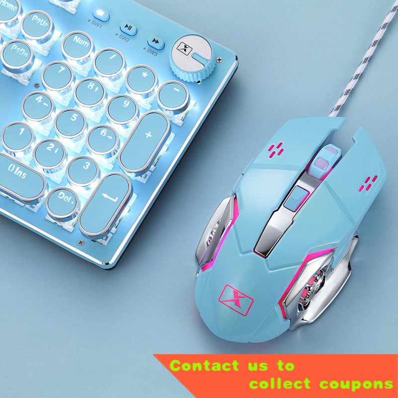 🔥 X.d Keyboards Cute Tiffany Blue Cherry Pink Girly Heart Mechanical 