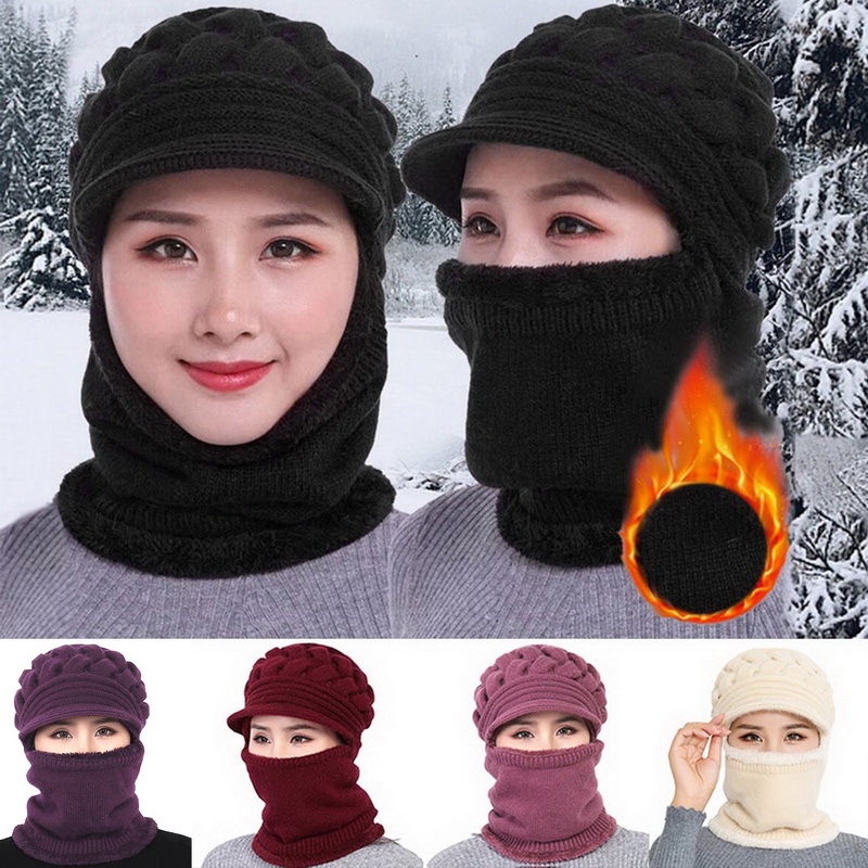 Winter Women's Hat Scarf Warm Breathable Wool Knitted Hat For Women