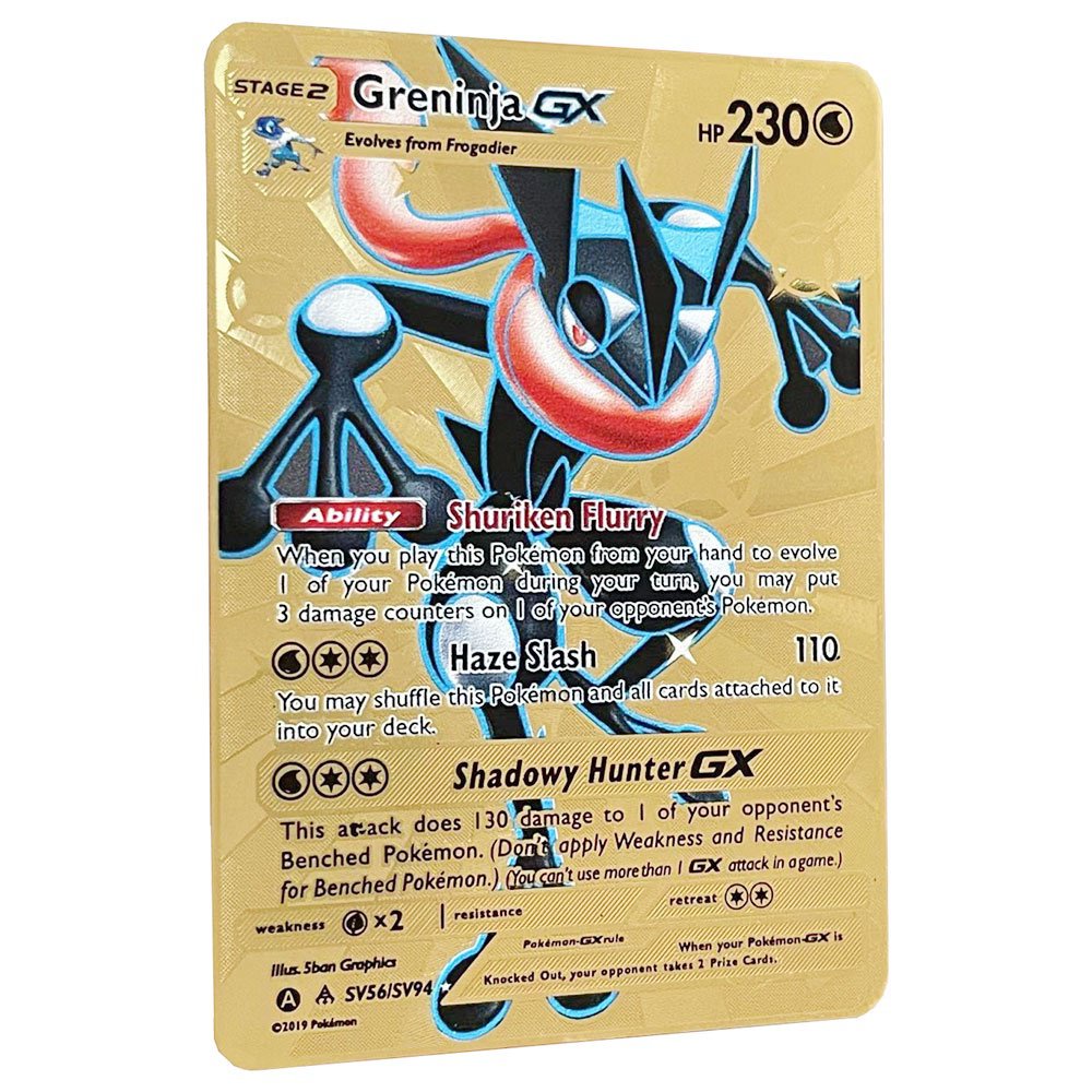 Shiny Greninja GX Golden Pokemon Cards in English Iron Metal Pokmo ...