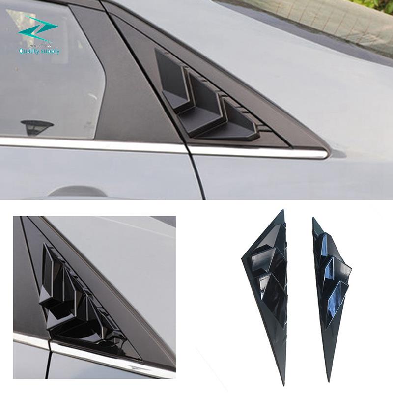 Bright Black Car Side Vent Window Scoop Louver Shutter Louver Cover for