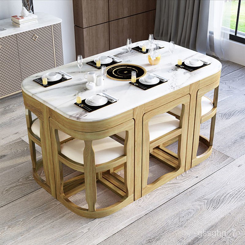 Dining table discount with hidden chairs