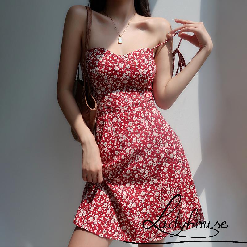 White floral spaghetti strap on sale dress