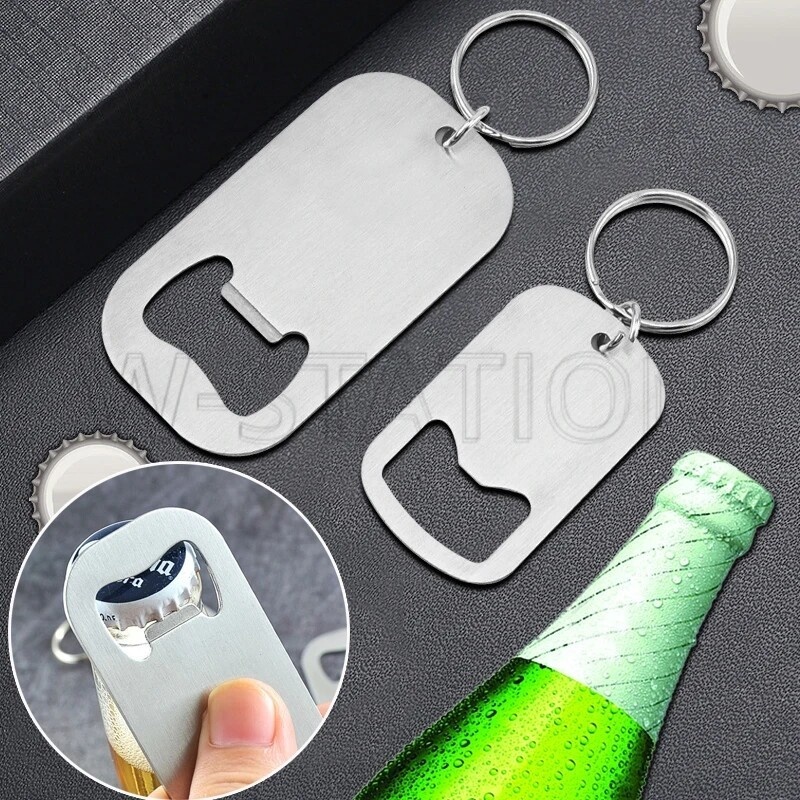 Stainless Steel Flat Bottle Opener with Keychain /Portable Soda ...