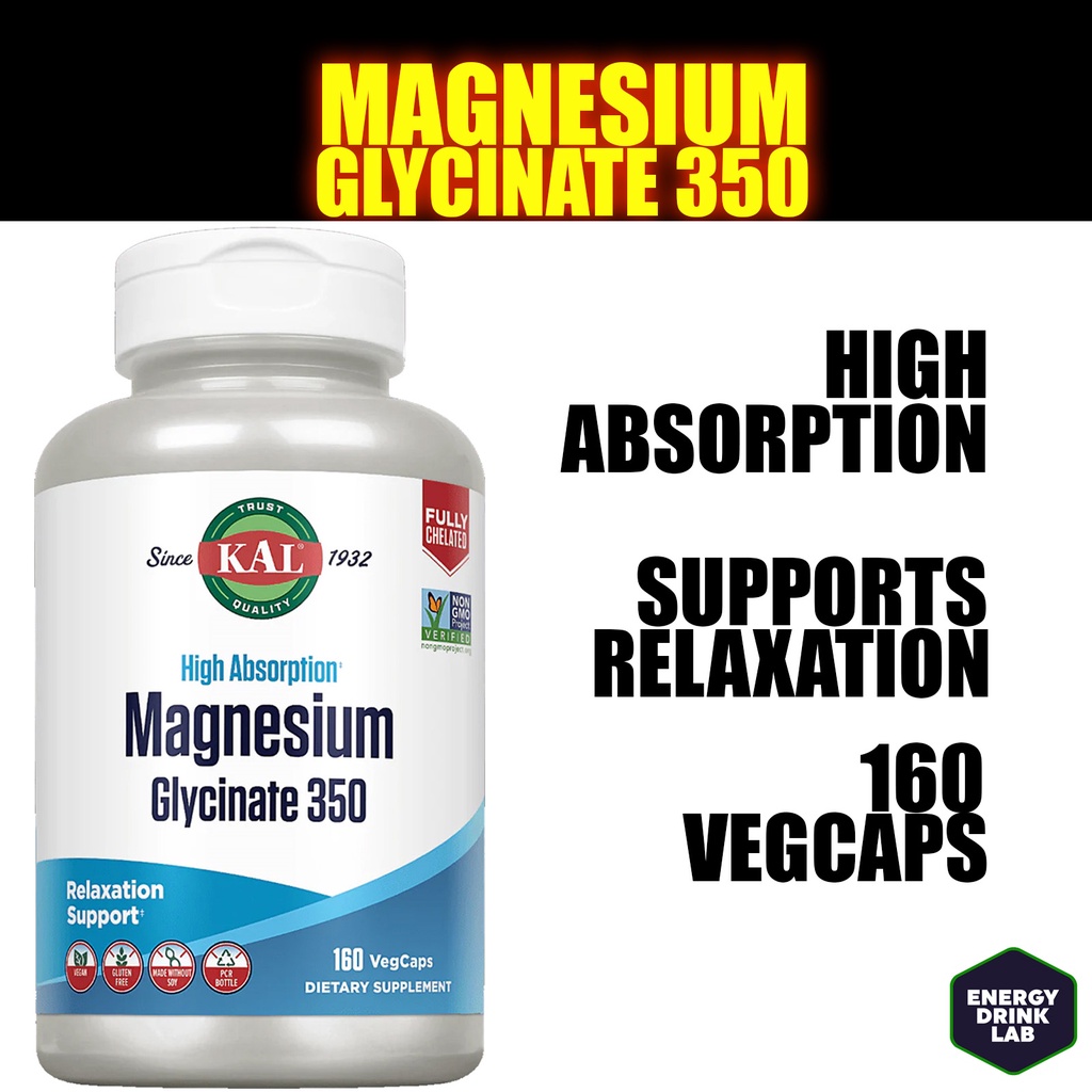 KAL Vitamins High Absorption Magnesium Glycinate 350, Fully Chelated ...