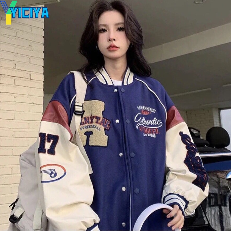 Bomber Women Varsity New Outerwear Jackets Unisex American Y2k Racing 