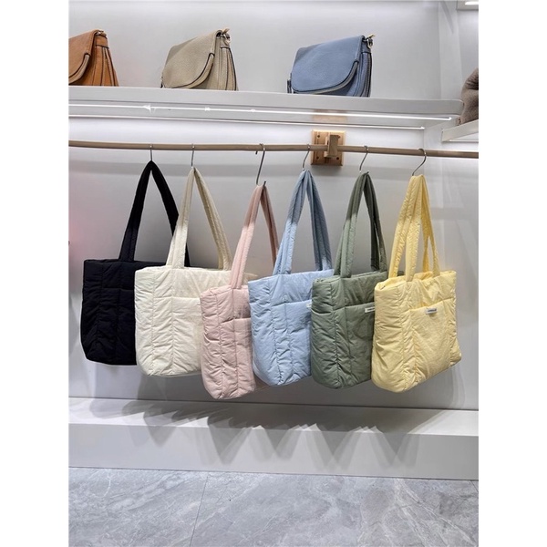 Nylon puffer tote bag hotsell