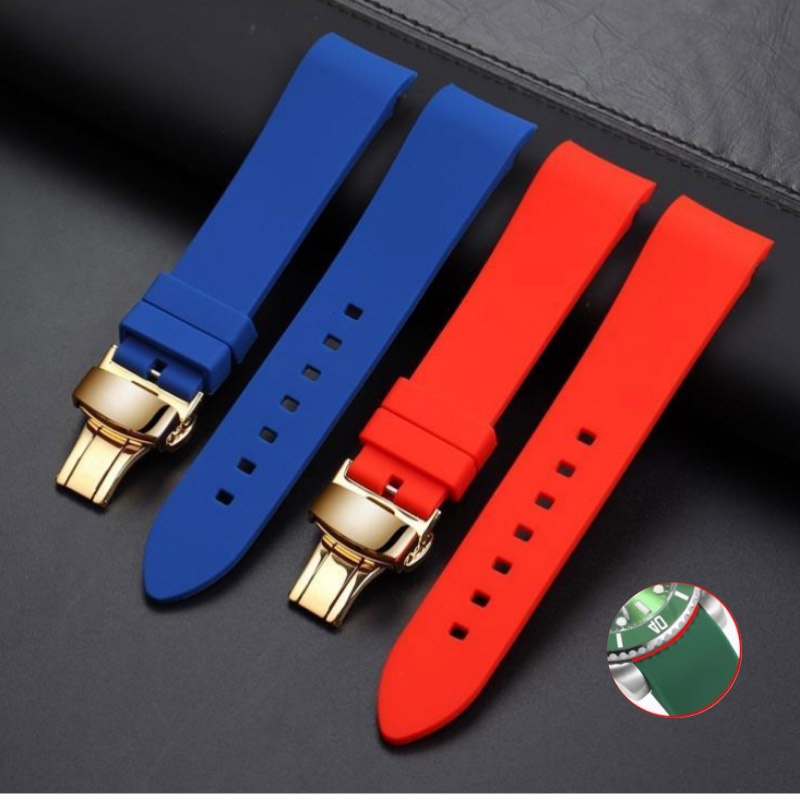 Curve End Interface Rubber Watch Band 18/19/20/21/22/23/24mm Universal
