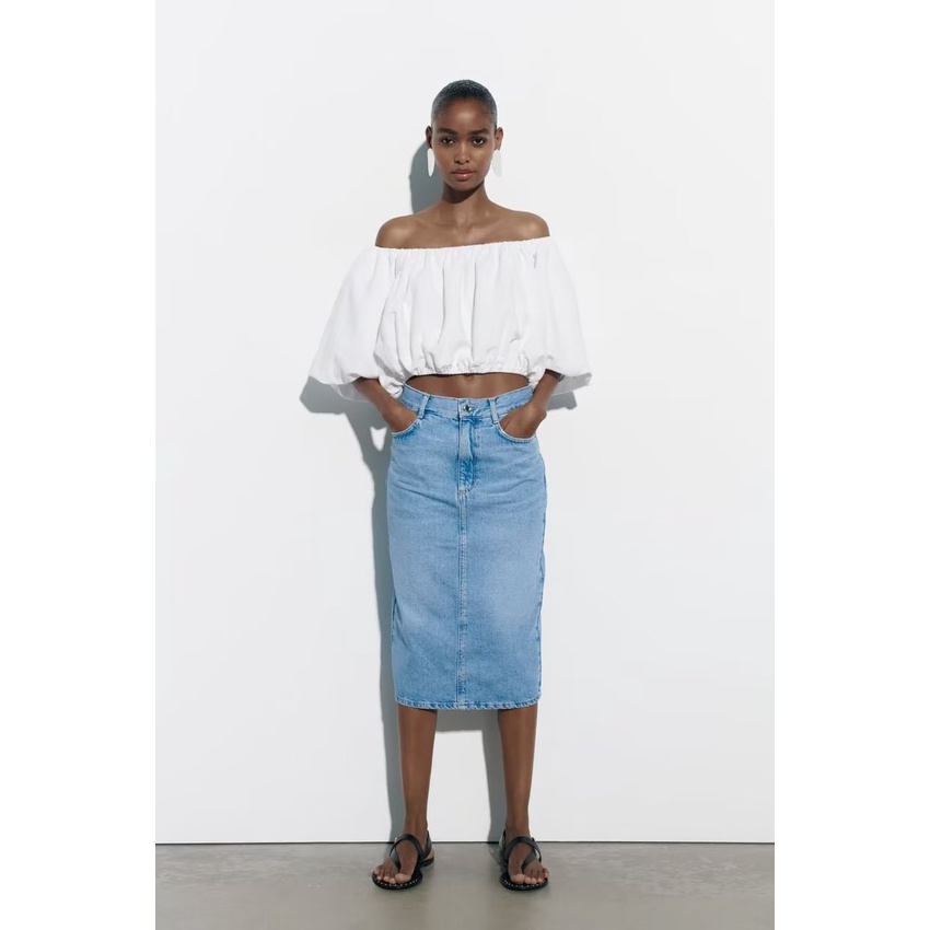 Denim midi skirt xs sale