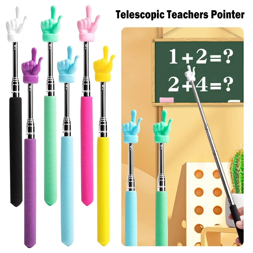 Telescopic Teachers Pointer Rod Finger Design Retractable Teaching Pointer Reading Guide Stick