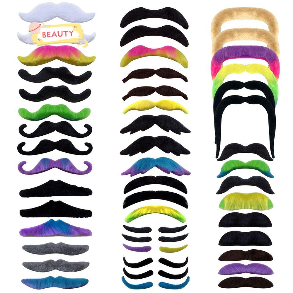 Beauty 48 Pieces Fake Mustache Set Novelty Fake Moustaches Stickers Set Fancy Costume Masquerade