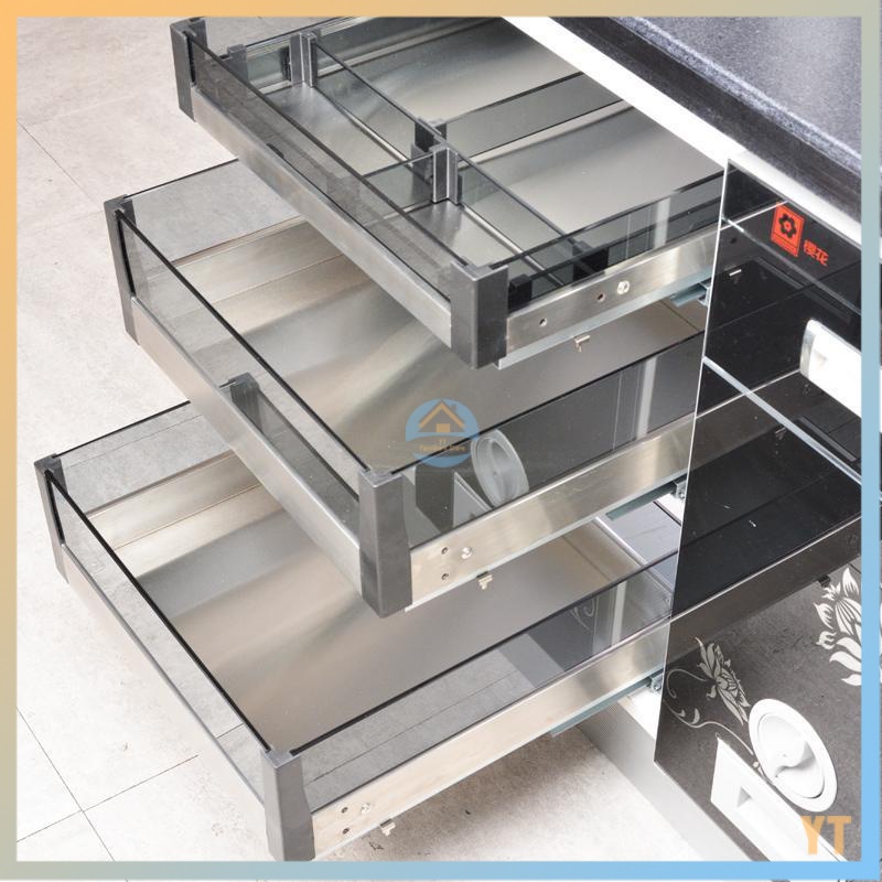 Seasoning pull-out basket 304 stainless steel kitchen cabinet split ...