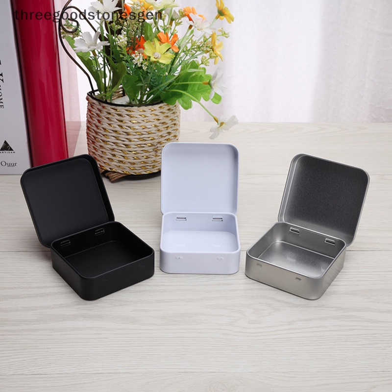 [threegoodstonesgen] Mini Metal Tins Container Square Hinged Flip ...