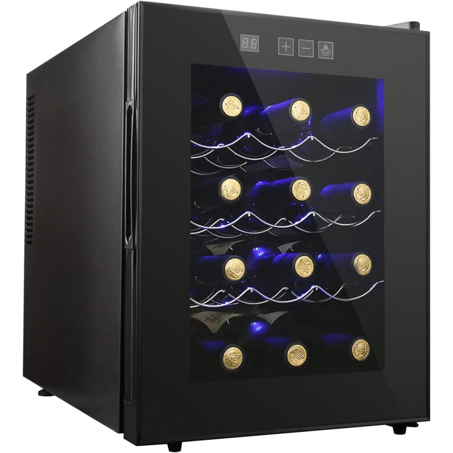 12 Bottle Wine Cooler Refrigerator, Compact Mini Wine Fridge with