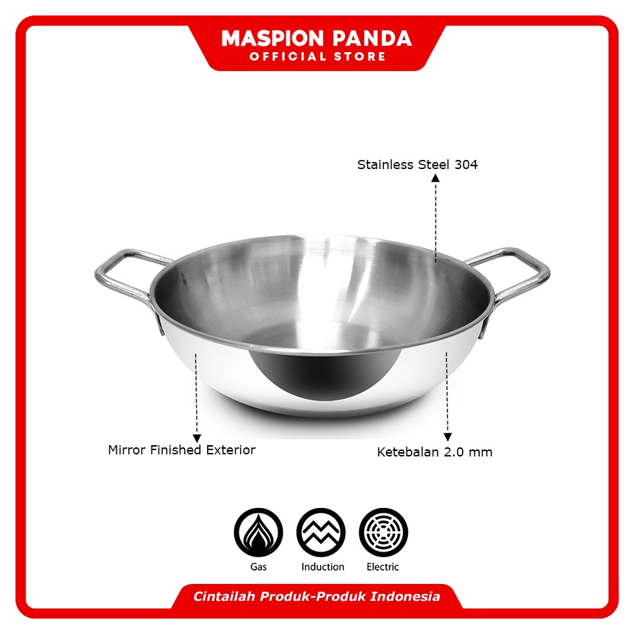 Maspion Panda Wajan Penggorengan Stainless Steel 24 cm - Gambar 3
