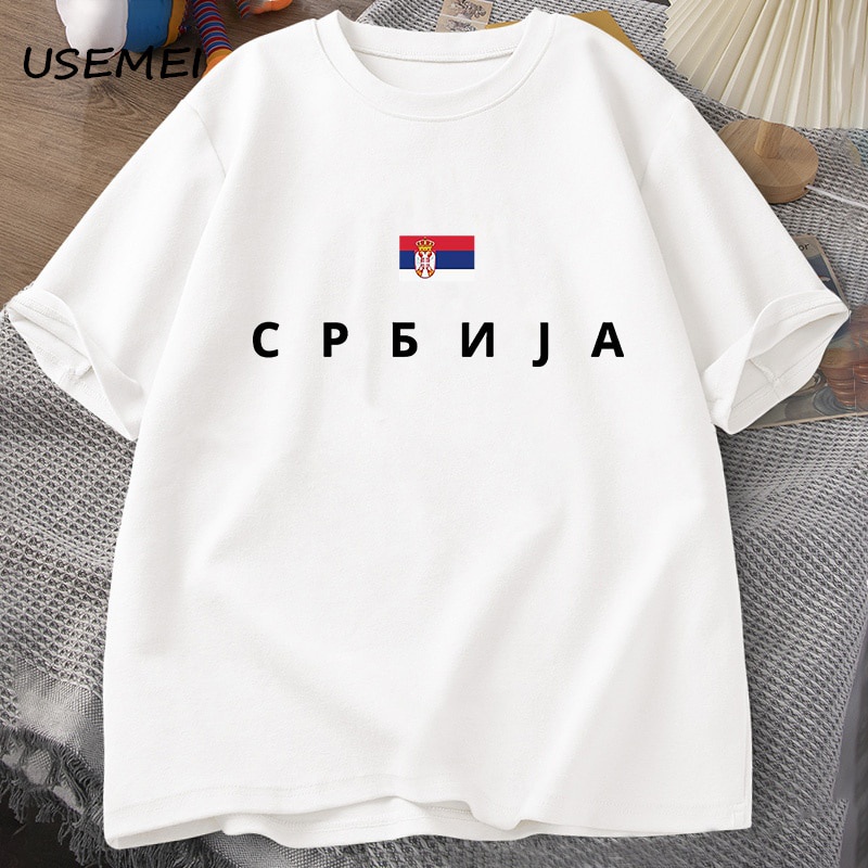 Serbia Flag Tshirt Men Cotton Tshirt Mens T Shirts Graphic Tees Work Clothes Mens Clothing