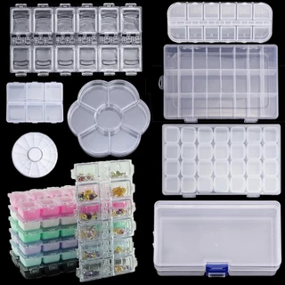  2 Pack Adjustable 10 Grids Transparent Plastic Storage Box for  Small Component Jewelry Tool Box Bead Pills Organizer Crafts/Arts Nail Art  Tip Case : Arts, Crafts & Sewing