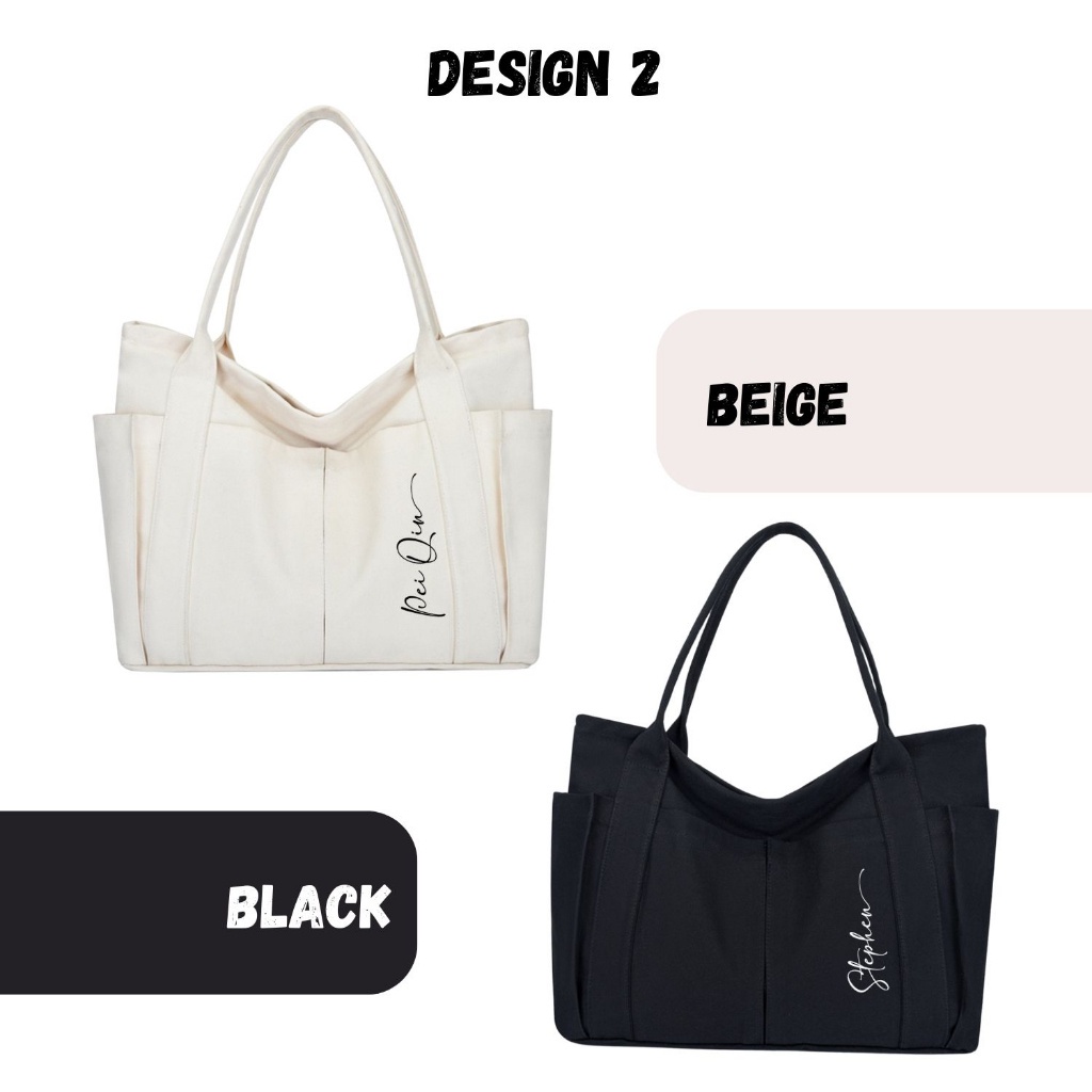 Personalised Oversize Tote Bag with compartments Laptop Bag Canvas