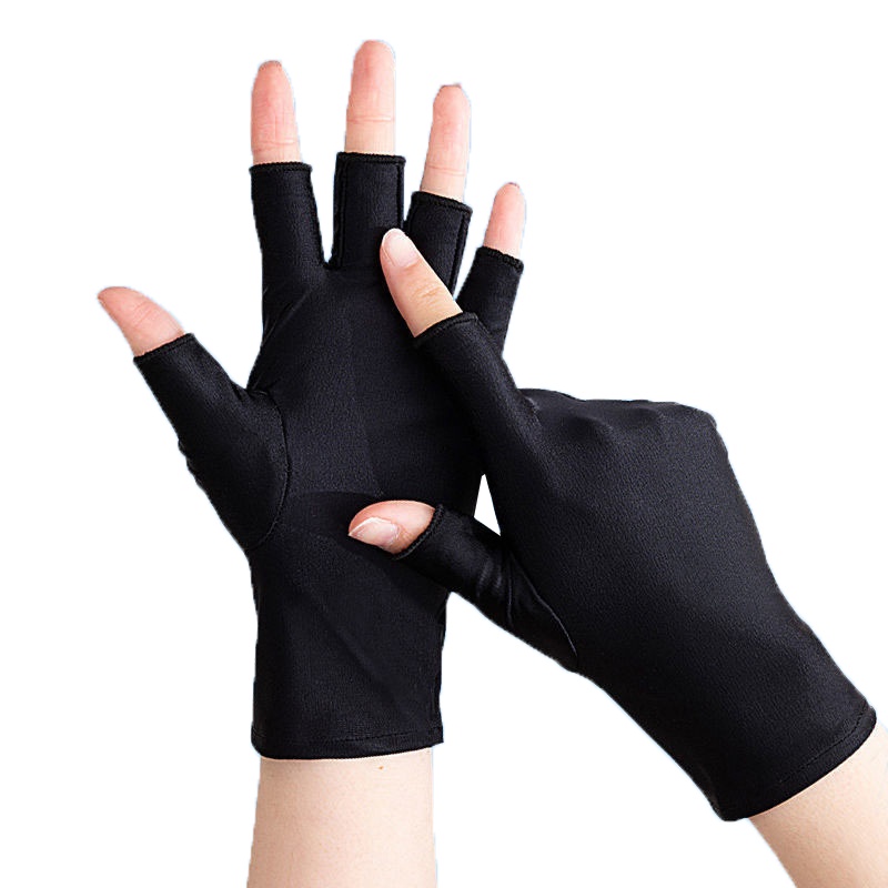 Stretch Anti UV Driving Gloves Breathable Thin Mittens Solid Color ...