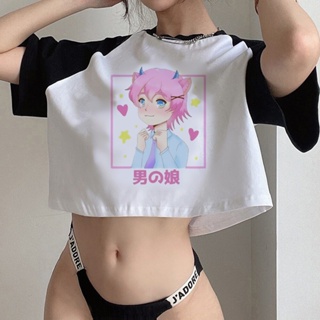 Femboy fairycore 90s gothic crop top Female kawai 90s cyber y2k cropped  clothes