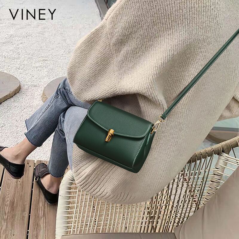 New Genuine Leather Fashion Simple Small Square Bag One Shoulder Crossbody Bag