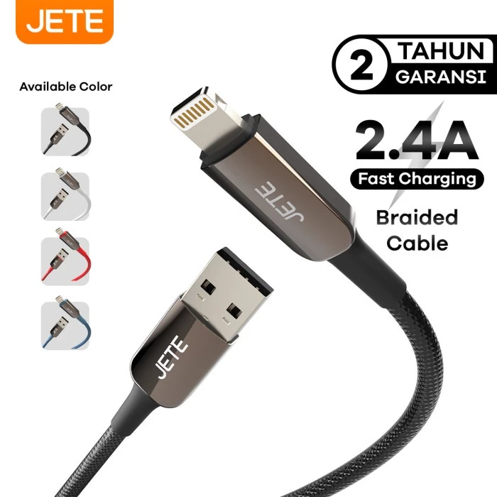 JETE CX9 Kabel Data Lightning 12W Fast Charging 2.4A - Kabel Data Lightning JETE - Garansi 2 Tahun - Gambar 3