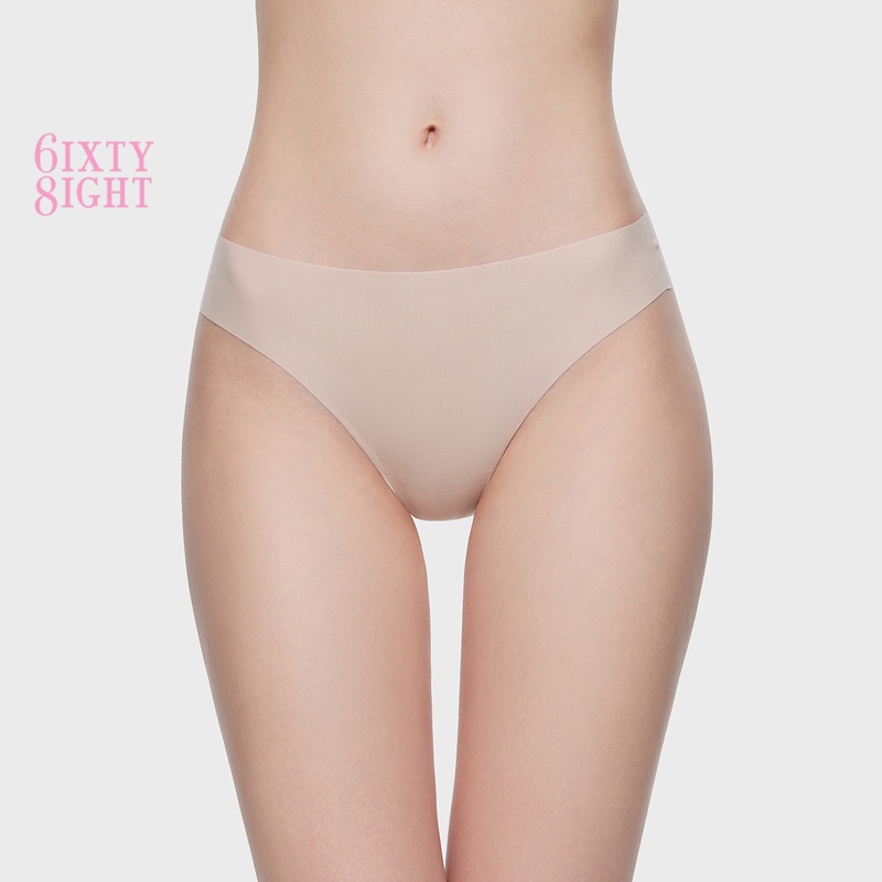 6IXTY8IGHT GINNY SOLID, Seamless Clean-cut Thong Panties Low rise Rib  Fabric for Woman Girl Underwear PT13123