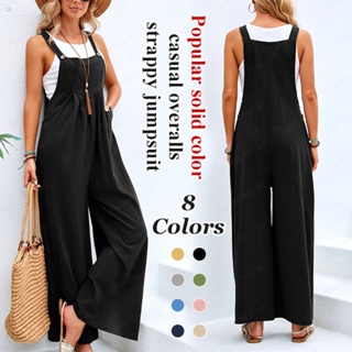 Women Solid Color Causal Demin Romper Fashion Overalls Jumpsuit